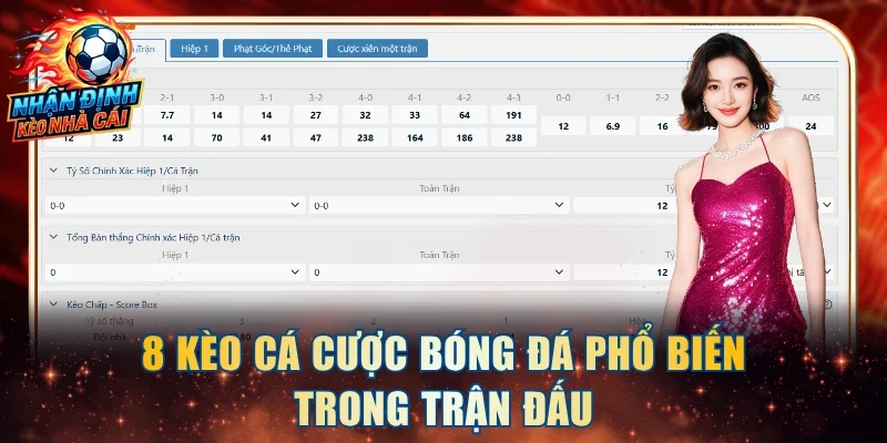 8 kèo cá cược bóng đá phổ biến trong trận đấu